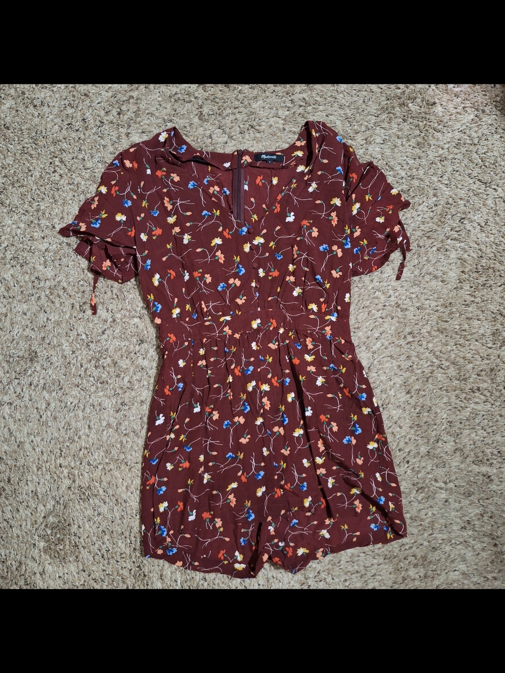 Madewell Ditsy Floral Tie-Sleeve Short Jumpsuit/Romper - Size 4